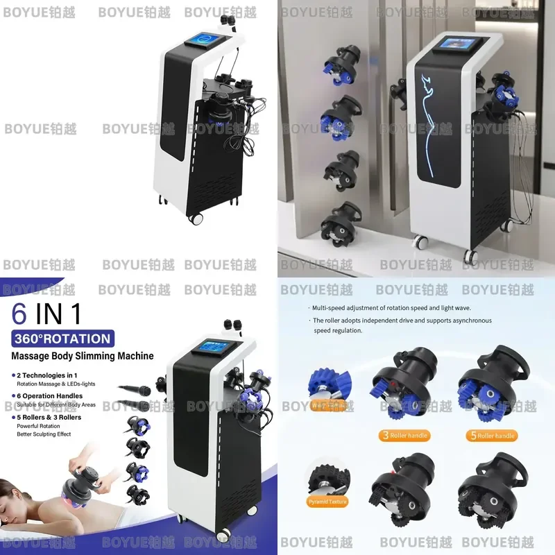 6 in 1 Dual Magnetic High Frequency Roller Vibration Massager 360 Body Shaping Instrument for Muscle Relaxation and Skin Care