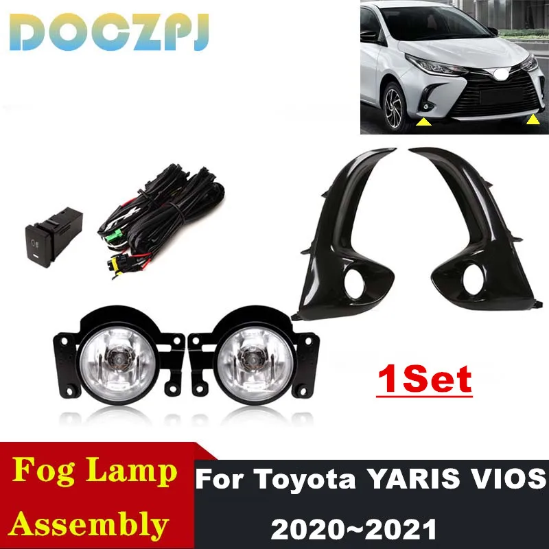 

Полный комплект противотуманных фар переднего бампера для Toyota YARIS VIOS 2020 2021, обновленный комплект противотуманной фары в сборе с проводами и переключателем