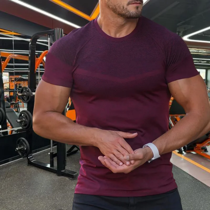 2025 Men's Gyms Sports T-Shirt Quick-Dry Fitness Sportswear Short Sleeve Tops Running Training Summer Jogging Gym T-Shirts Men