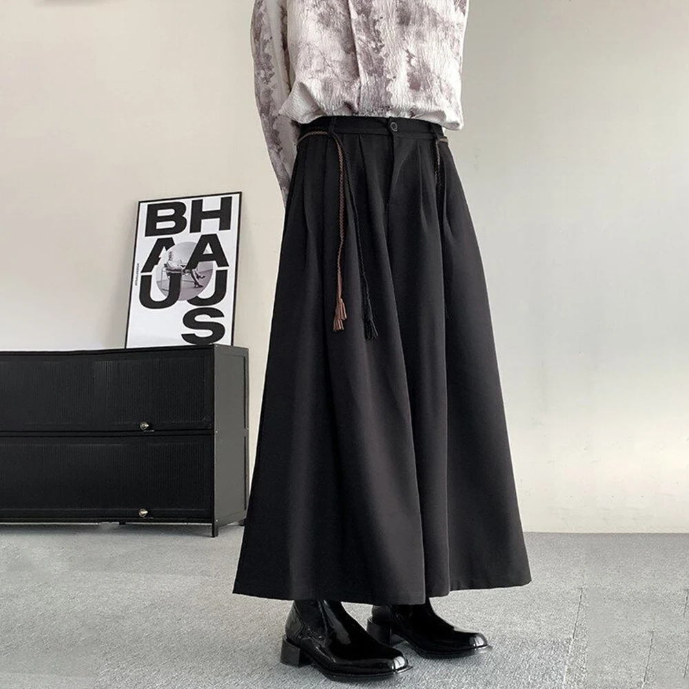 

XS-5XL Summer New Men's Wide-Leg Skirt Pants Unisex American Retro Fashion Trend High Street Loose Casual Simple Men's Bottoms