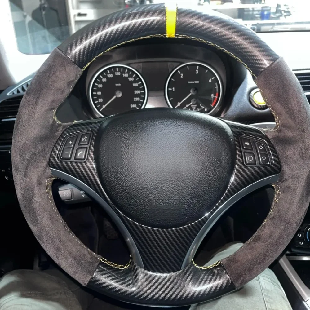 Funda de Volante Personalizada para Auto, en Gamuza, para BMW E81 E82 E88 X1 E84 E90 E91 E92 E93 E87, Accesorios para Auto, Cosida a Mano