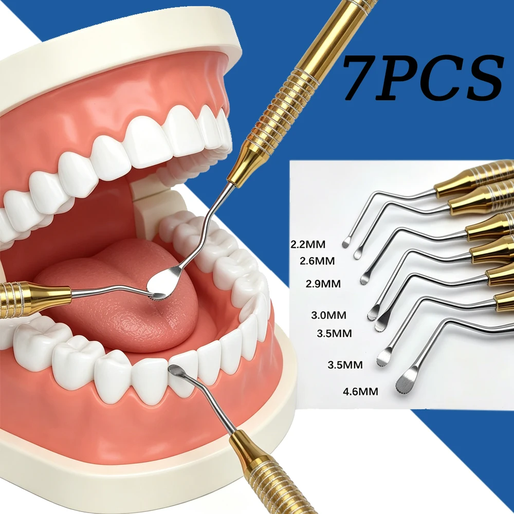 

7 PCS Dental Curette Set with Jagged Gracey for Scaling Bone & Implant Procedures