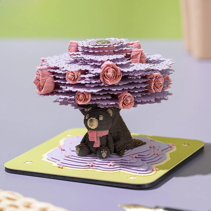 

3D Paper Carving Memo Pad - Creative Tearable Art Ornament for Desktop Decor