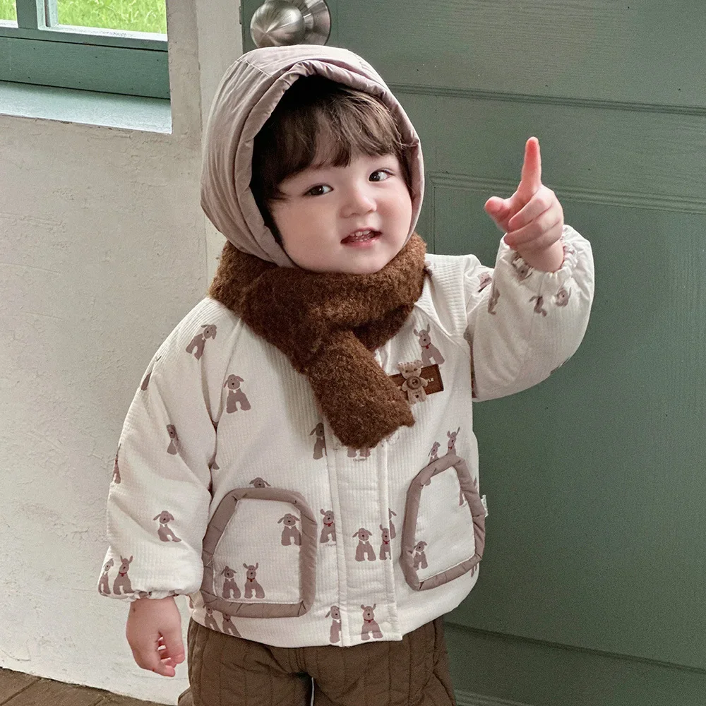 Girls Coat 2024 Winter Childrens Wear Girls Baby Foreign Style Thick Warm Cute Super Cute Cotton-padded Coat Casual Simple Daily