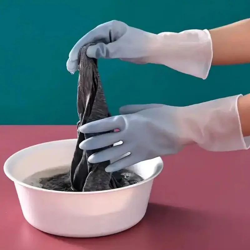 Household Cleaning Gloves  Household Kitchen Dishwashing Gloves  Gradient Color  Home Rubber  Gloves With Nails  Waterproof