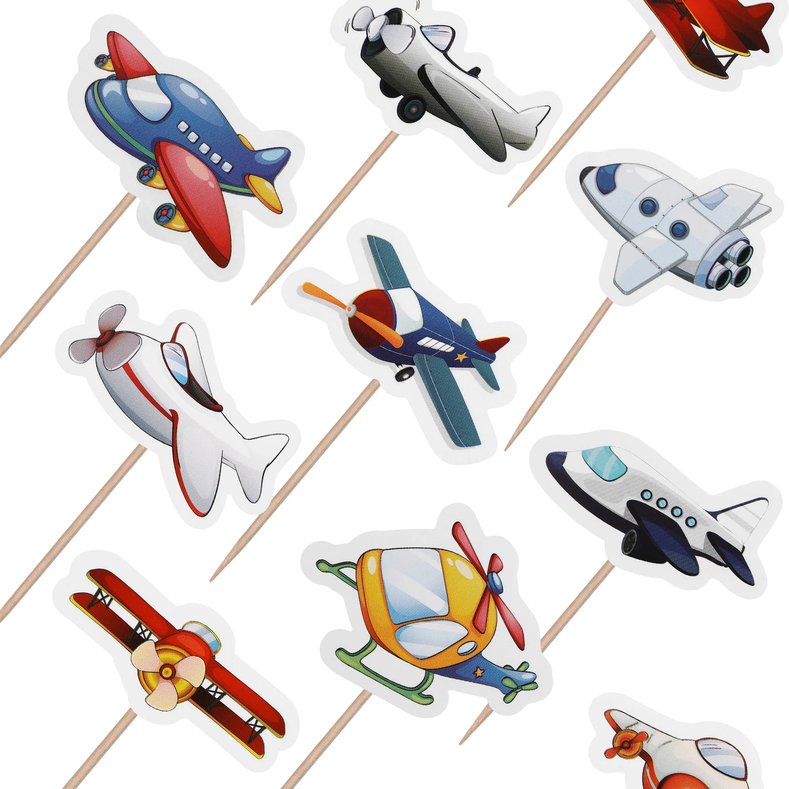 10 Pcs Toy Set Child Cakes Airplane Decorations for Party Bamboo Dessert Decors