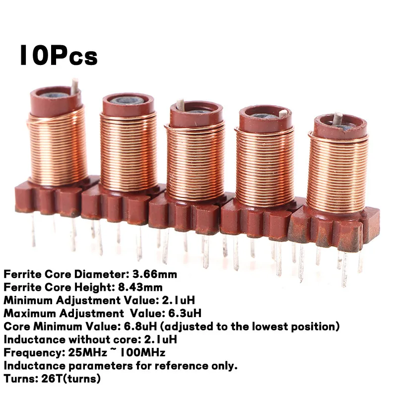 10pcs 26/50T 13uh-34uH Adjustable High-Frequency Ferrite Core Inductor Adjustable High Frequency Ferrite Core Coils