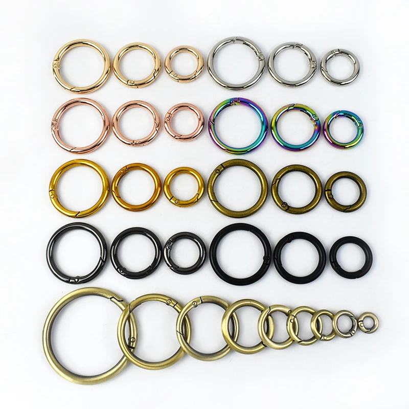 10Pcs 10-50mm Metal O Ring Spring Buckle for Bag Straps Dog Collars Snap Hook Carabiner Key Holder Connectors Loop Hardware Kits