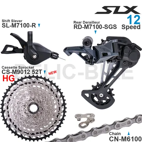 SHIMANO SLX M7100 groupe de vitesses 1x12 avec dérailleur arrière de manette de vitesse et pignon de Cassette 11-50T/52T chaîne CN-M6100 originale