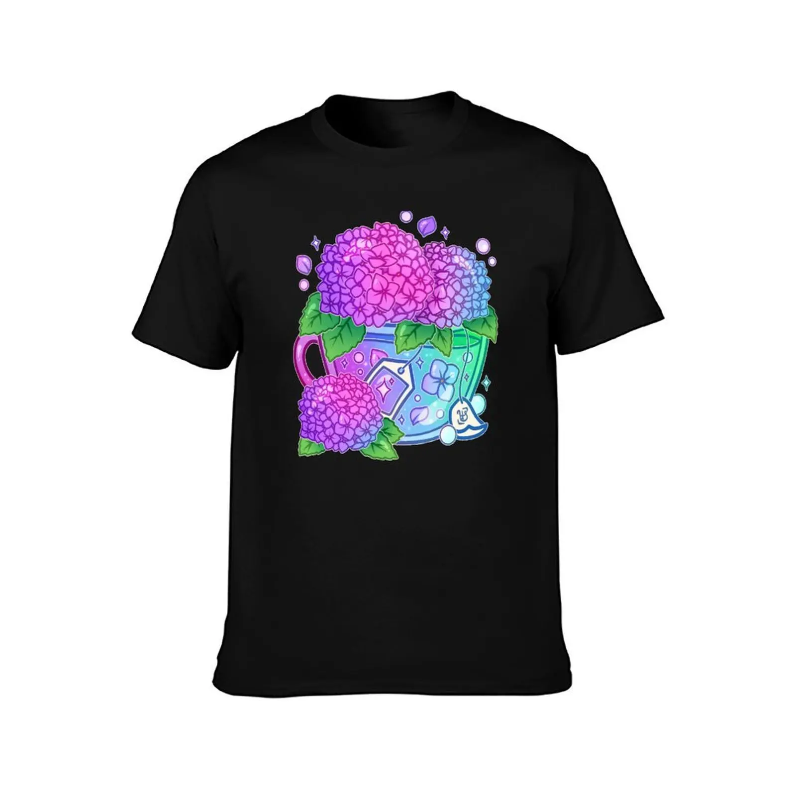 Hydrangea Teacup T-Shirt Work Wear Simple Tee Shirt