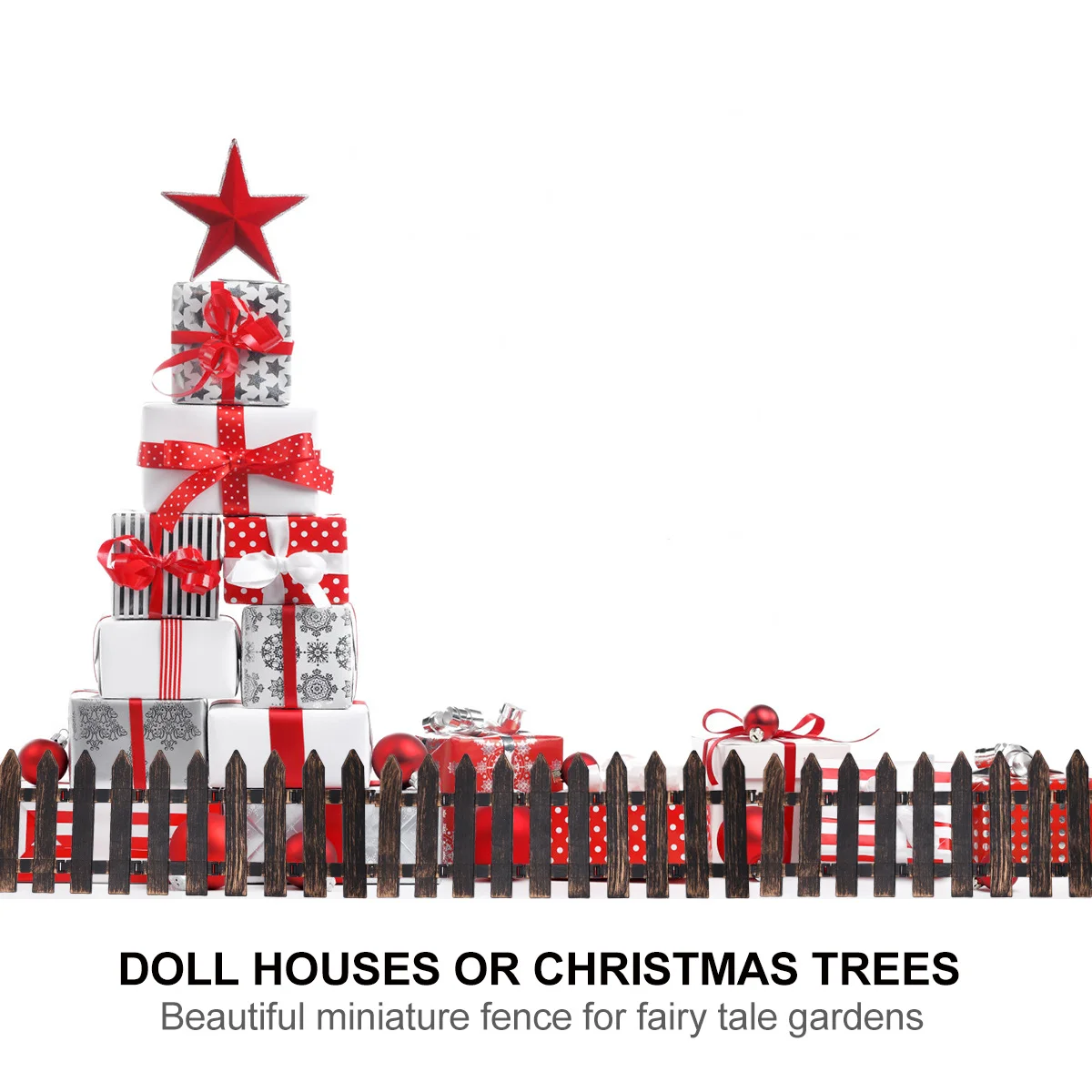 

5Pcs ABS Garden Fence Plastic Miniature Decorative Courtyard Fence for Hotel Landscape Christmas Display Fences