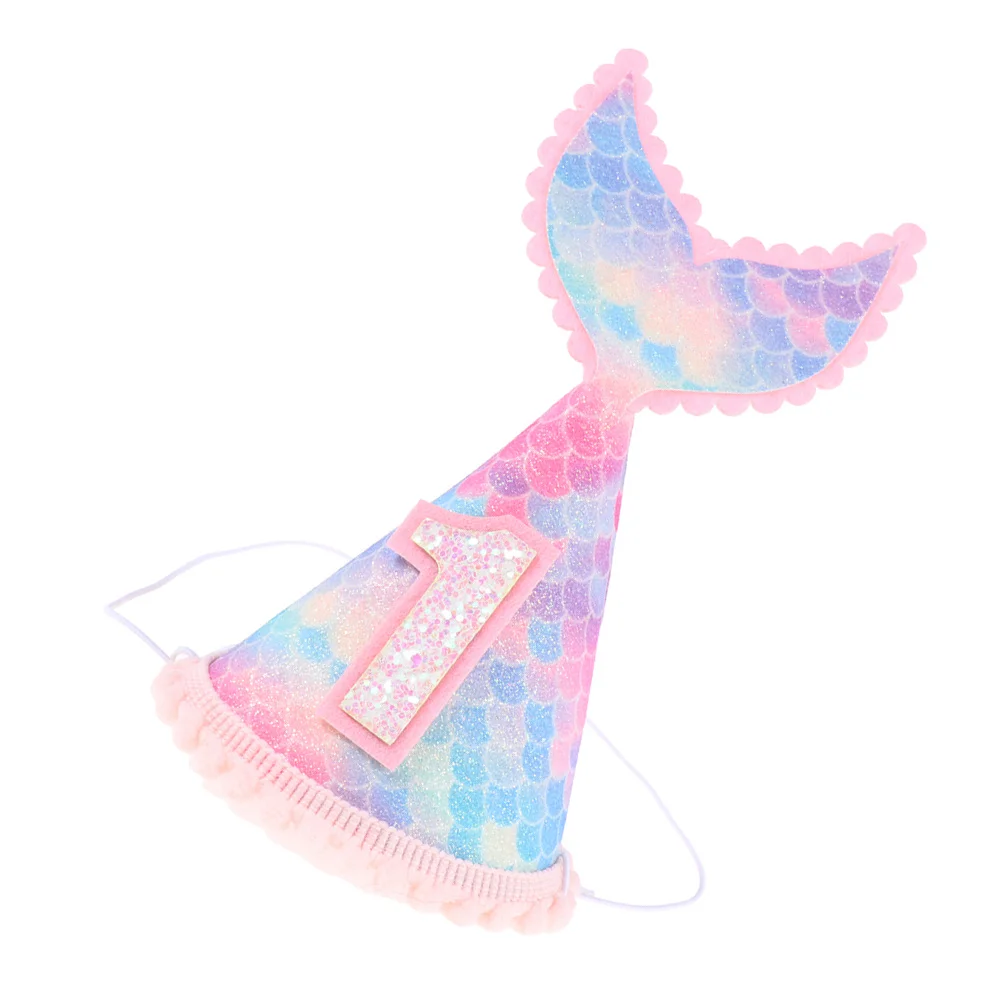 

1Pcs Mermaid Birthday Hat Sequined Lightweight Cone Hat for Party Supplies Glitter Crown Photograph Prop