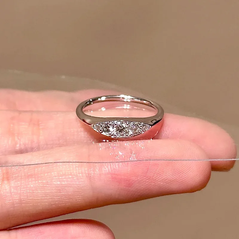 Simple Eternal Zircon Ring Sparkling Simple Wedding Ring Ladies Exquisite Jewelry Gift Gothic