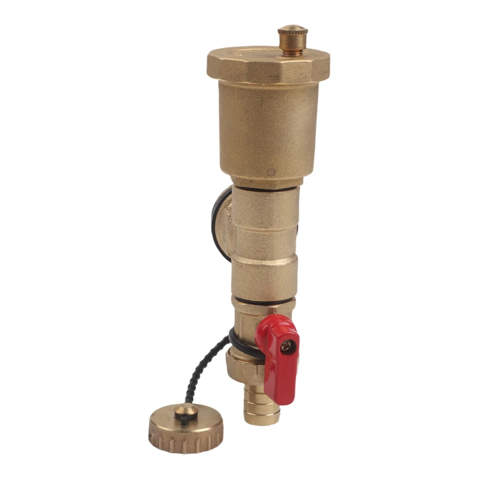 Brass Heating Manifold End Set 1 Inch Air Vent Drain Valve With Pressure Gauge For Underfloor Heating System Plumbing Accessorie
