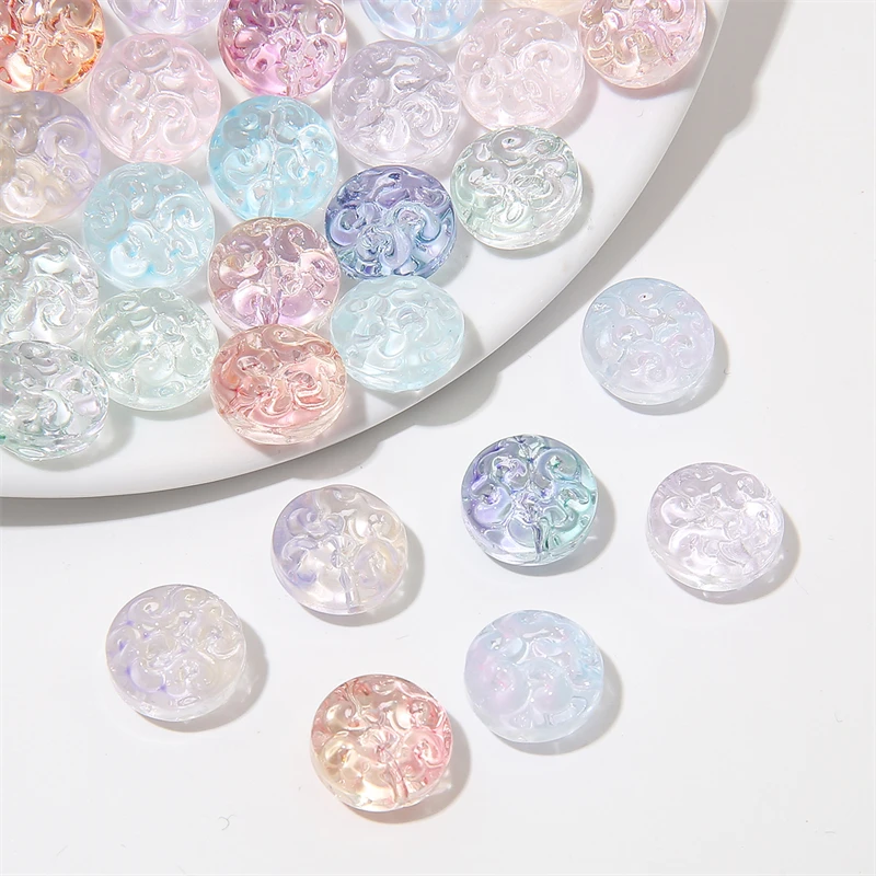 10pcs 13mm Glass Circular Floral Beads Loose Spacer Beads for Jewelry Making DIY Handmade Earrings Bracelets Necklace Accessorie