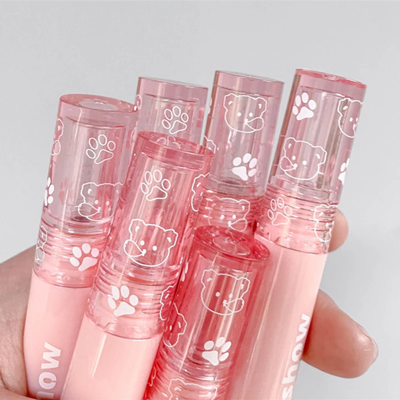 Cute Bear Velvet Lip Gloss Girl\'s Matte Lip Glaze Waterproof Lasting Transparent Red-brown Lip Mud Korean Makeup Liquid Lipstick