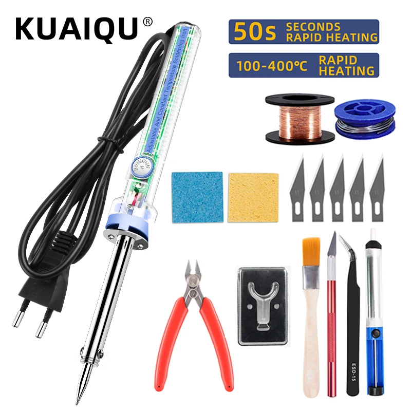 220V Adjustable Temperature Electronic Soldering Iron 60W Welding Solder Rework Station Heat Pencil Tips Repair Tool 100-400℃