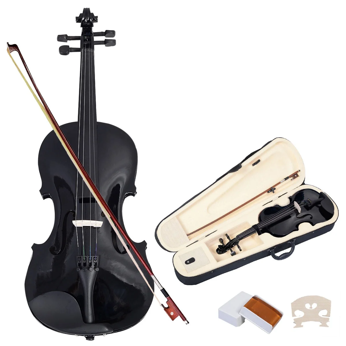 Black 4/4 Violin High Quality String Instrument Solid Wood Acoustic Fiddle With Box Musical Accessories Kids Gifts