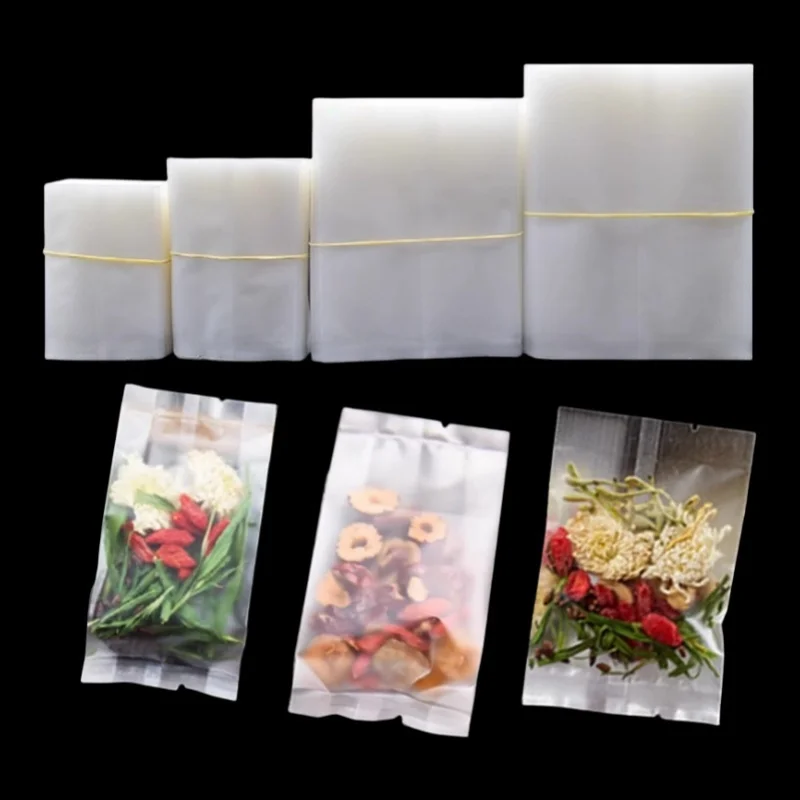 StoBag 50/100pcs Transparent Frosted Packaging Bag Long Plastic Heat Sealing for Coffee Scented Tea Powder Storage Gift Pouches