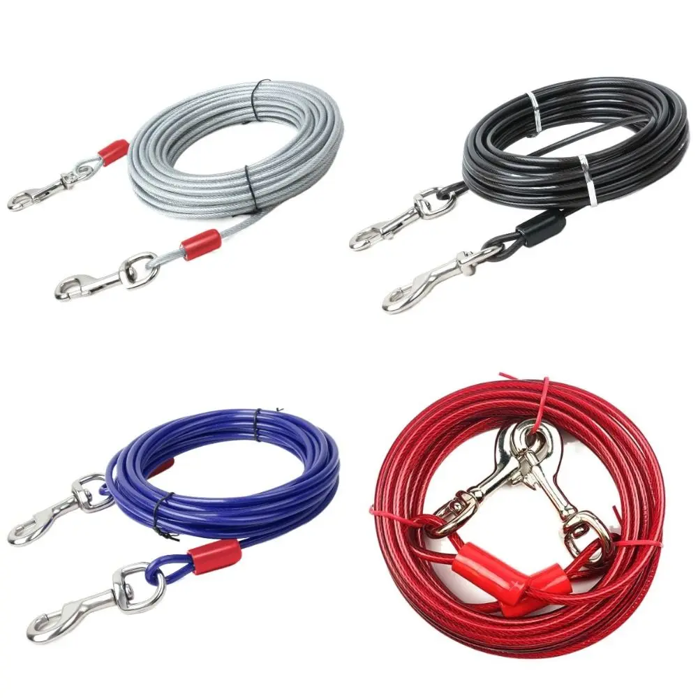 

3/5/10 Meter Dog Tie Out Cable Dual End Snap Hooks Anti-Rust Double Head Leash Bite-Resistant Heavy Duty Pet Cable Leash