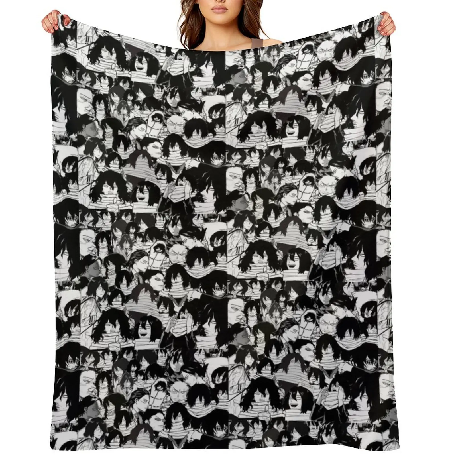 

Aizawa Shouta bnha Throw Blanket Plush Hairy Decorative Sofa Custom Blankets