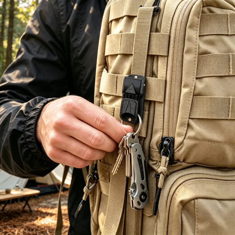 1pc-3D-Printed Tactical MOLLE Keychain – Features Quick-Release Safety Buckle and Key Ring; Suitable for Backpacks and Belts