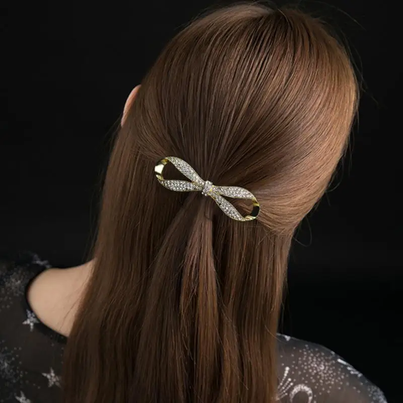 Horquilla con lazo de perlas de cristal para mujer, accesorios para el cabello, horquilla con diamantes de imitación, horquilla con lazo elegante, horquilla de boda, horquilla con lazo encantador