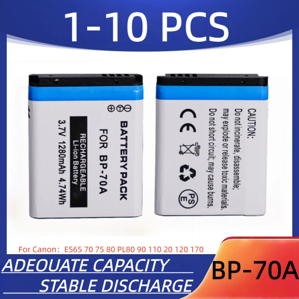 

BP-70A аккумулятор для цифровой камеры 1250 мАч BP-70A, подходит для Canon ES65 70 75 80 PL80 90 110 20 120 170