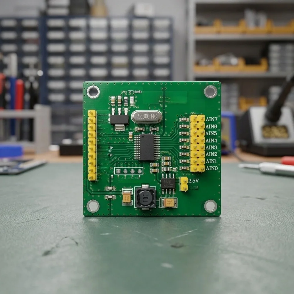 ADS1256-Based 8-Channel 24-Bit For ADC Board for Raspberry Pi with 4 Differential Inputs 30ksps Sampling and 5x5x1cm Dimensions