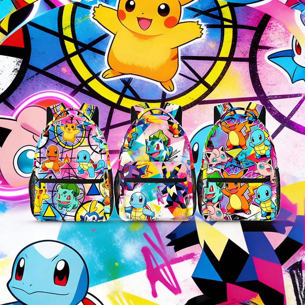 

Colorful Graffiti Pokémon Backpack – Trendy Casual Daypack for Teenagers