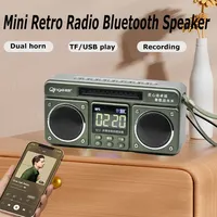 Mini Portable FM Radio Stable Signal Radios Receiver Wireless Dual Horn Bluetooth Speaker External Recorder Support TF Card USB