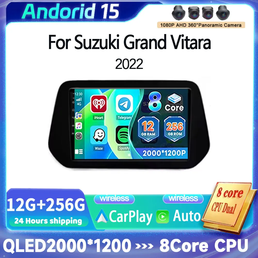 

Автомобильный радиоприемник 9 дюймов для Suzuki Grand Vitara 2022 360 камера мультимедийный видеоплеер навигация GPS авто беспроводной Carplay 4G + WIFI BT