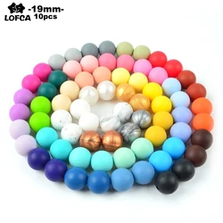 LOFCA 19mm 10pcs/lot Round Silicone Beads For Silicone  Food Grade Beads BPA Safe DIY Silicone Keychain Necklace Accessories