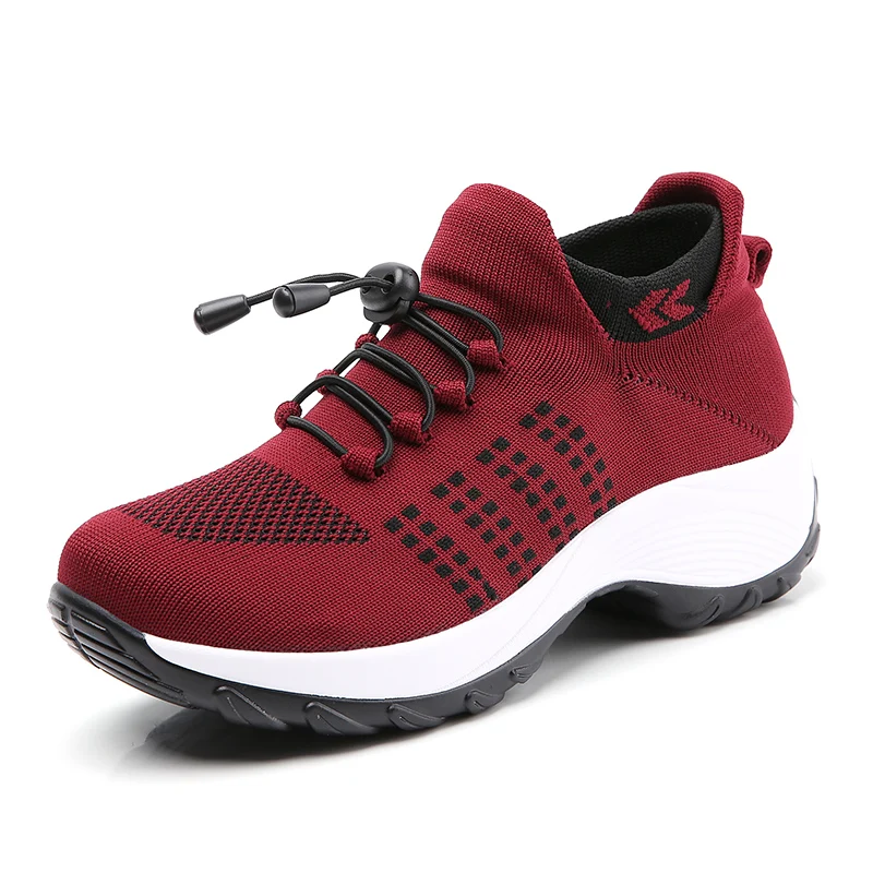 

Breathe Comfort Nursing Shoes Casual Platform Loafers Non-Slip Women Walking Trainers Fashion Fly Weaving Sock Sneakers