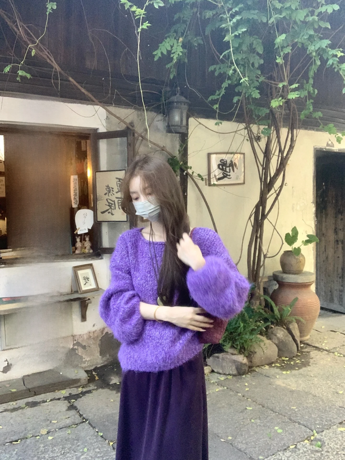 

Мягкий вязаный свитер Soft Cloud Mist Blue для женщин, базовый слой, с длинными рукавами-фонариками, повседневный, свободный крой, дышащий