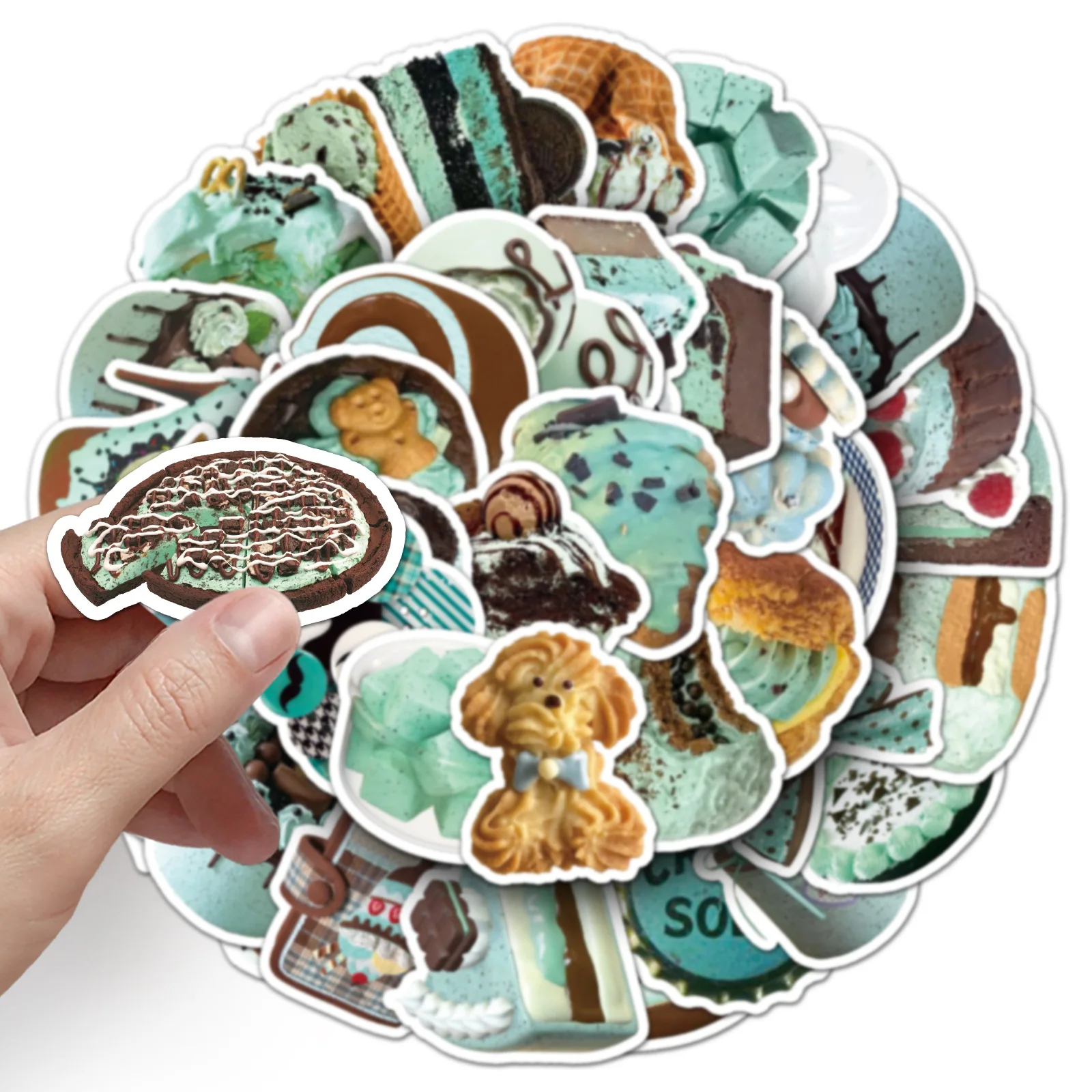 50PCS Mint Dessert Ins Style Aesthetic Graffiti Stickers DIY Skateboard Notebook Guitar Water Cup Decorative Toys Gifts Stickers