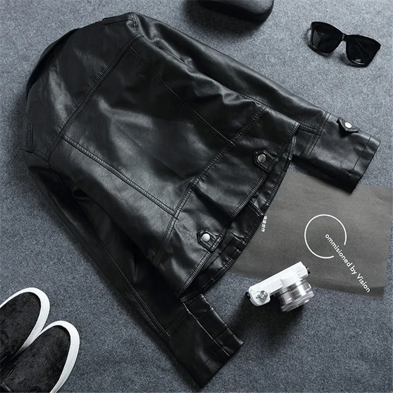 Spring and Autumn New Slim Collar Leather jacket  Women\'s Short PU Motorcycle Coat