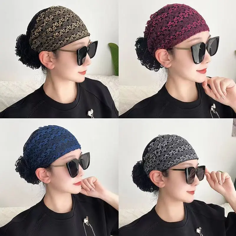 

Female 2026 New Headwear Women Ladies Wave Embroidery Headbands for Four Seasons Hat with Hood Hairband Mother Head Cover Scarf