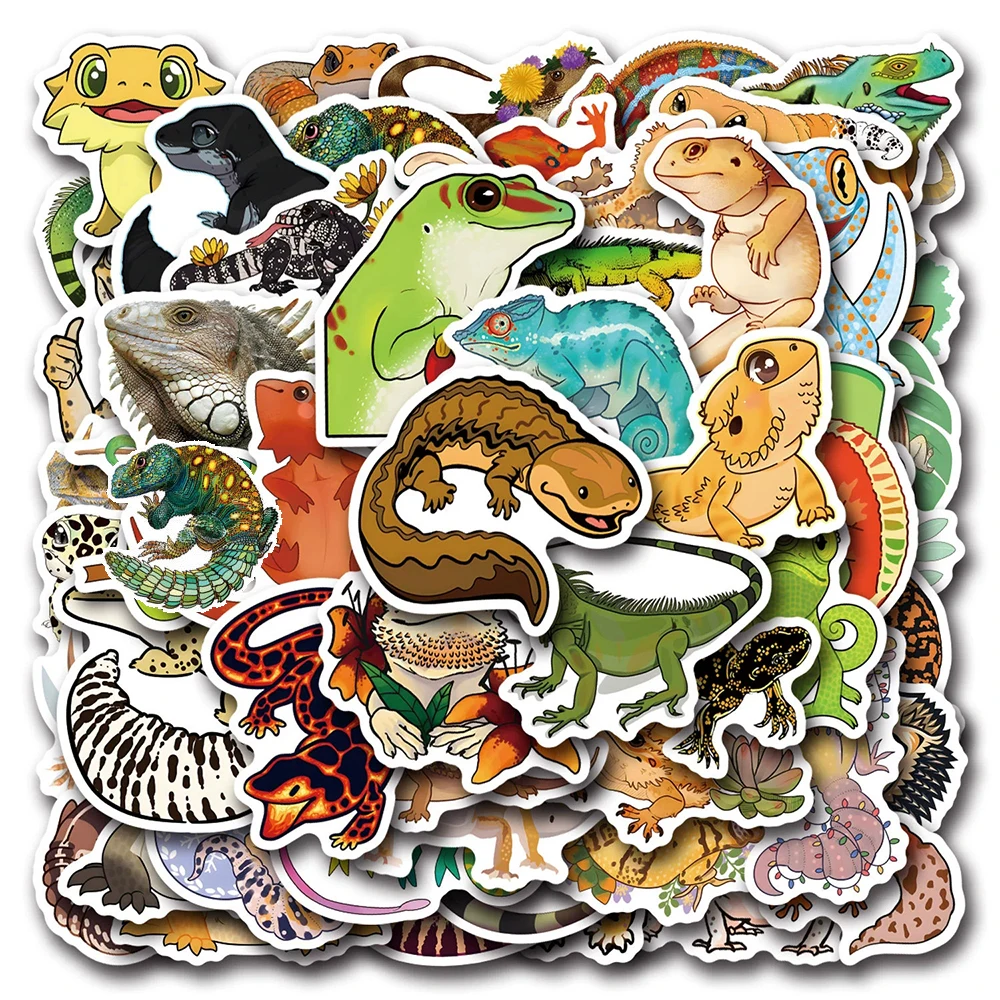 

10/30/55/110pcs Cute Cartoon Lizard Animals Sticker Funny Graffiti Decals for Kids Toy Water Bottle Notebook Phone Sticker Pack