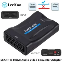 SCART to HDMI-compatible Video Audio Converter With Power Adapter For HDTV Sky Box DVD Television Signal 1080P Upscale Converter