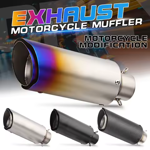 Universal 51MM Motorcycle Exhaust Double Layer Muffler For R15 MT03 CBR650R ZX10R Z250 GSXS125 RSV4 S1000RR R1M TMAX560 ADV750