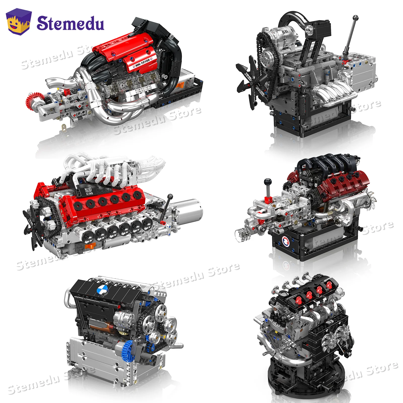 Modelo de motor MOLD KING NO.Formula STR13 Racing VTEC V8 V12 bloques de construcción rotativos ladrillos potencia de vertido juguete ensamblado regalo niños