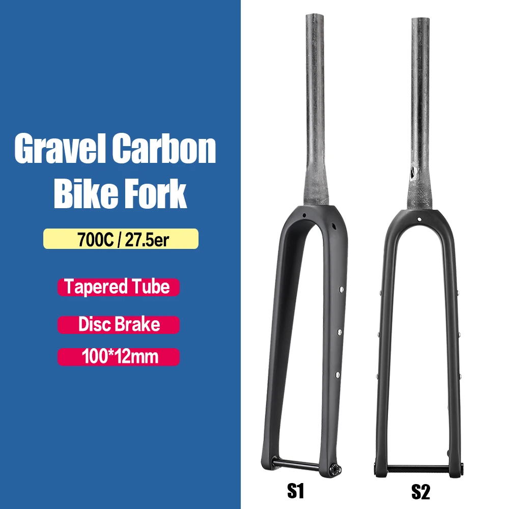 Gravel Fork All Carbon Internal Cables Fiber Road Bicycle Front Fork Thru Axle Gravel Bike Fork Max Tire 700x45C