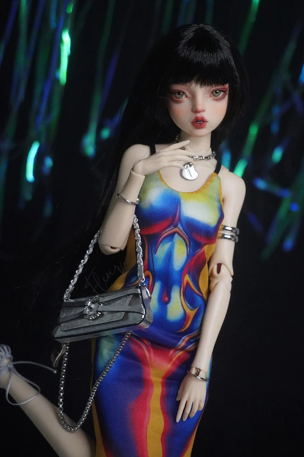 1/6 BJD Dolls Illusionary Art Printed Sling Mid Dress Tight Strap Hips Wrap Skirts for ob24 Specoal 6-point DOOARE Barbi Blyth - view 5