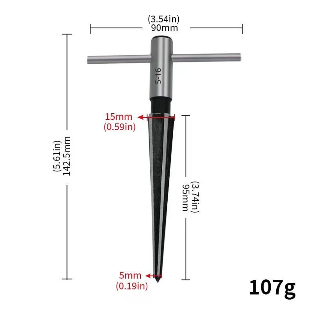 Handheld Taper Reamer Set – T-Type With Round & Hex Handles – High-Speed Steel, Black Oxide Finish – For Wood, Metal, Plastic – Deburring, Chamfering & Hole Enlarging