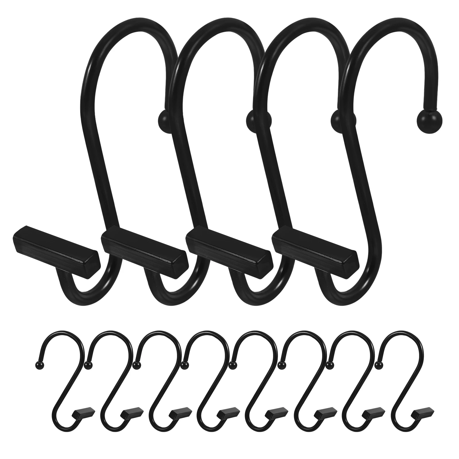 12 قطعة خطافات ستائر معدنية على شكل S شماعات دش لستائر الدش وستائر النوافذ حل تعليق منزلي مقاوم للصدأ