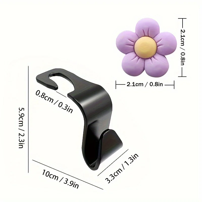 4pcs Adorable Flower Cart Hook, Multifunctional Rear Car Accessory, Cute Automotive Interior Decoration Product