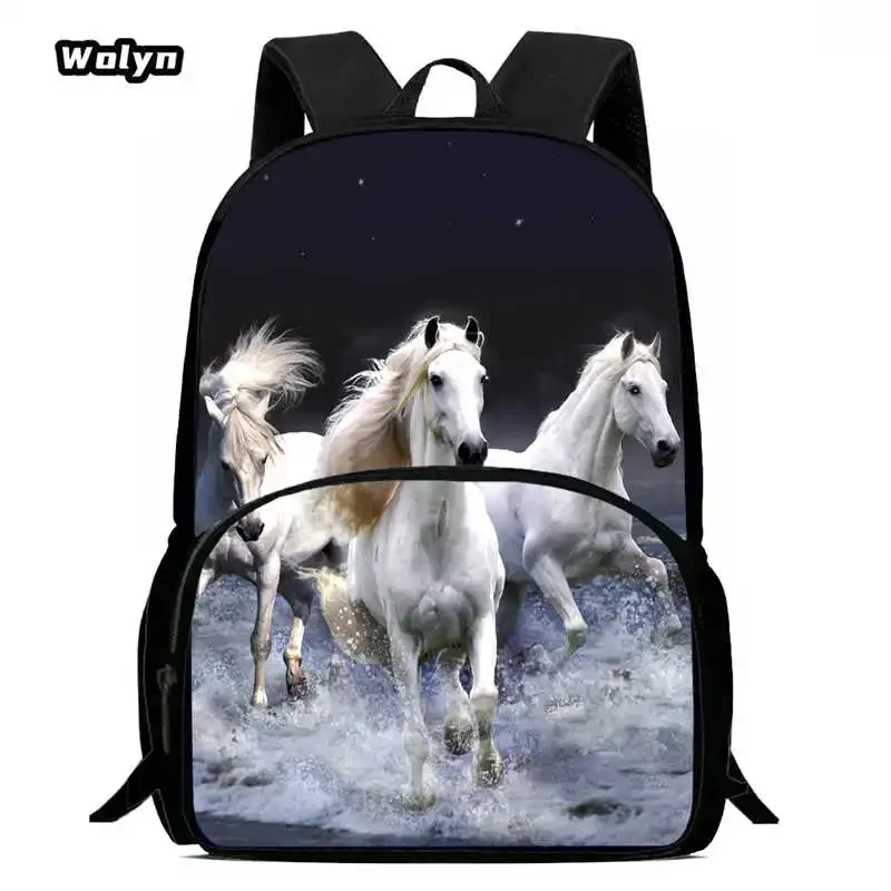 Newly Horse School Backpack,Children School Bags for Boys ,Light Weight Cartoon Animal Prints Child Backpack Satchel Durable