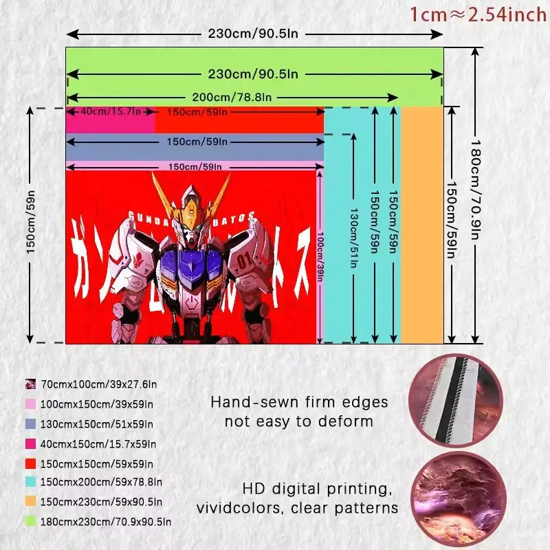 Tapisserie rouge de personnage robotique GUNDAM BAROS, Art mural d'anime avec torse violet et armure rose, décoration d'intérieur de science-fiction pour chambre à coucher Li, 1 pièce