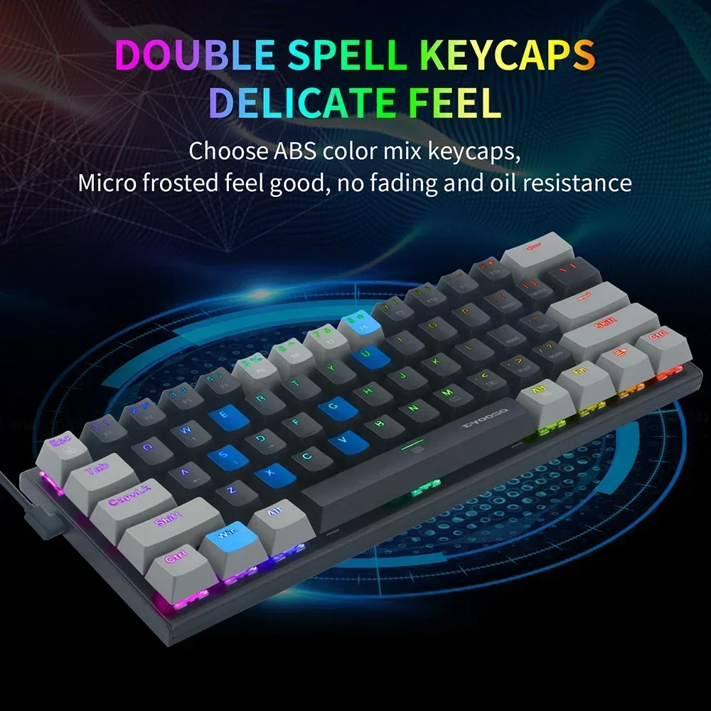 New! 61 Keys Mechanical Keyboard Game Keypad RGB Backlight Type-C USB Wired Waterproof 60% PC Gaming Keyboard for PC Desktop